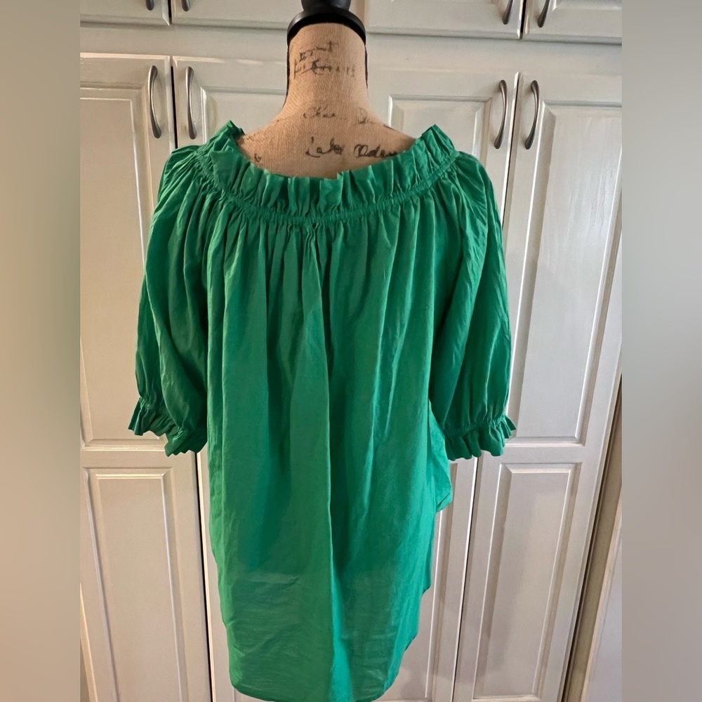 Stark brand cotton emerald green blouse SZ M great for spring and summer heat - Picture 4 of 4